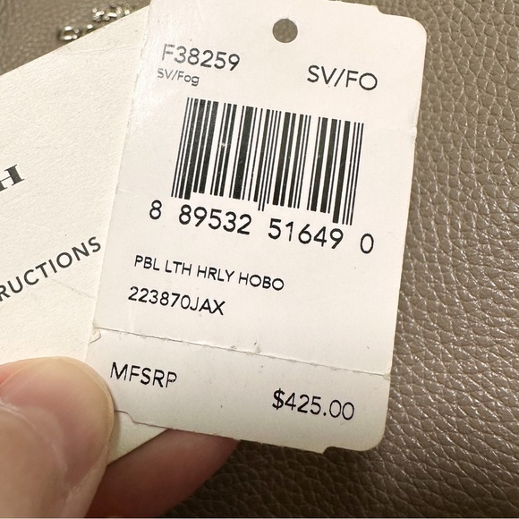 Coach Harley Large Hobo in Taupe Grey Pebbled Leather - Picture 12 of 12